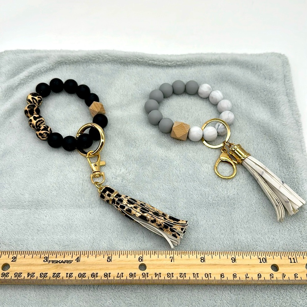 Silicone Bangle Wristlets Keychain Bracelets with Tassels—2 pack Total